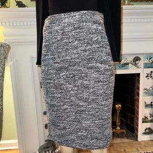 NWT Career Ann Taylor White Black  Tweed Knee Length A-Line Skirt Women's Large